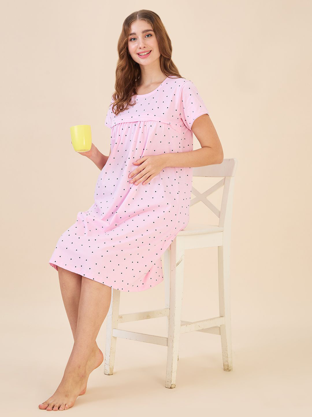 

AV2 Geometric Printed Nightdress, Pink