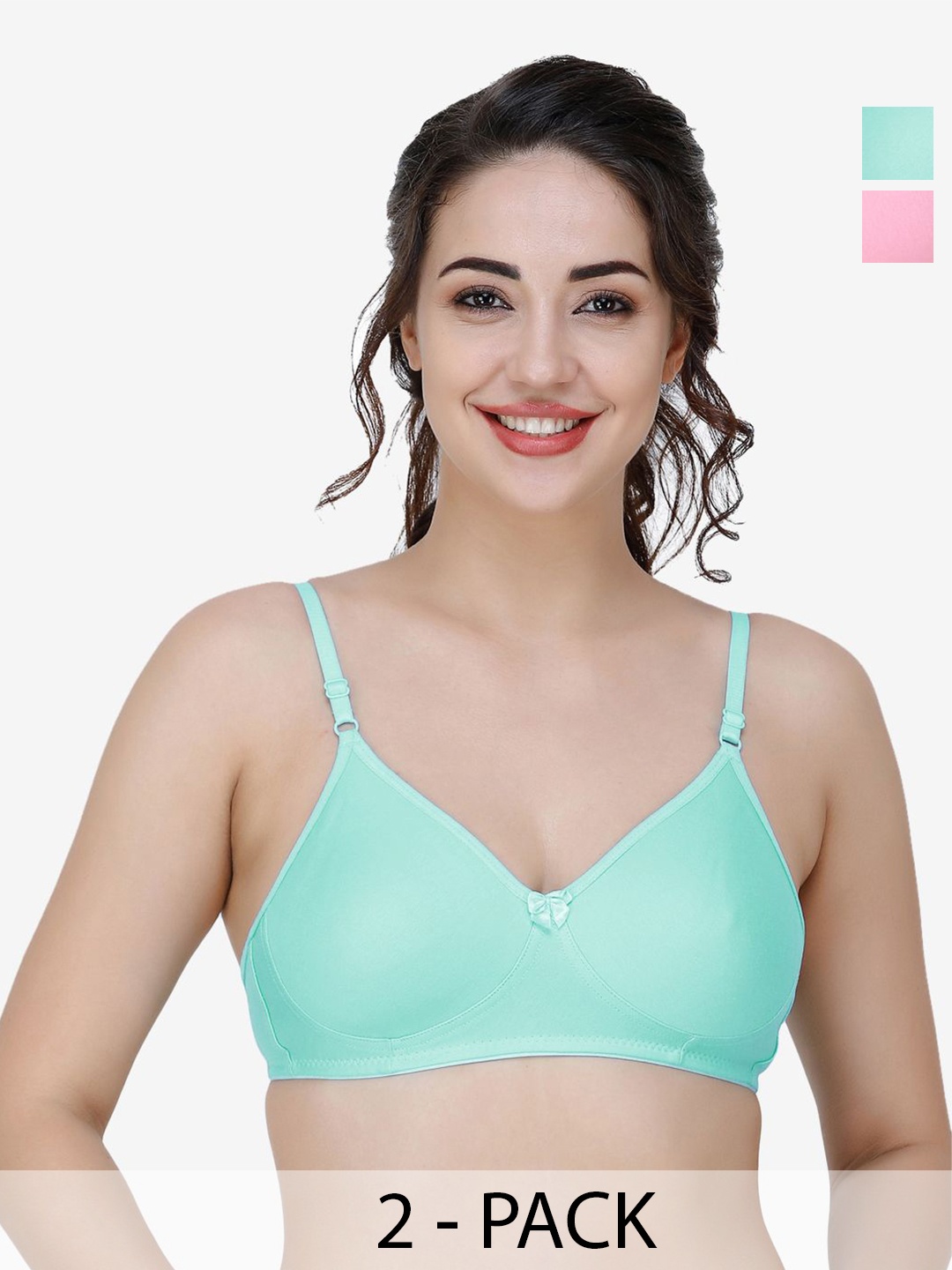

Docare Women Pack of 2 Full Coverage T-shirt Non Padded Bra, Pink