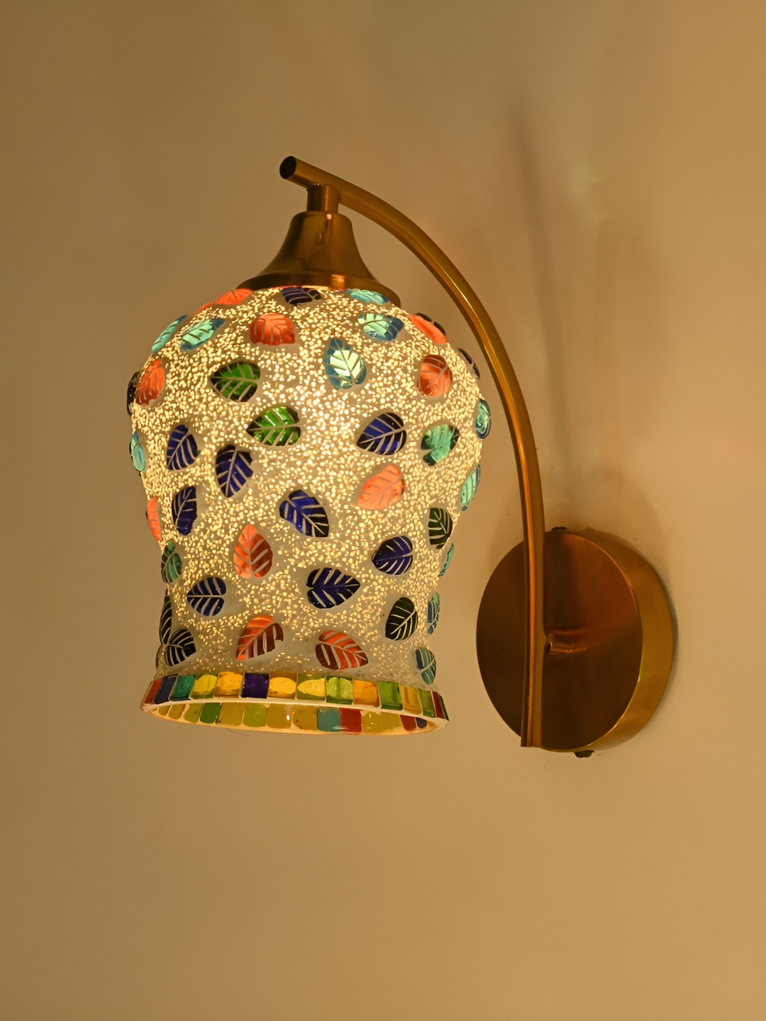 

Afast Beige and Blue Glass Contemporary Bell Shaped Wall Lamp