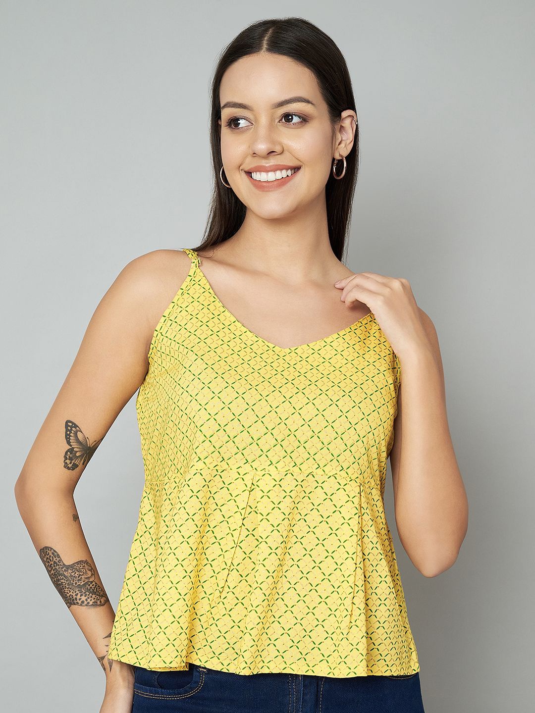 

Anouk Polka Dot Print Peplum Top, Yellow