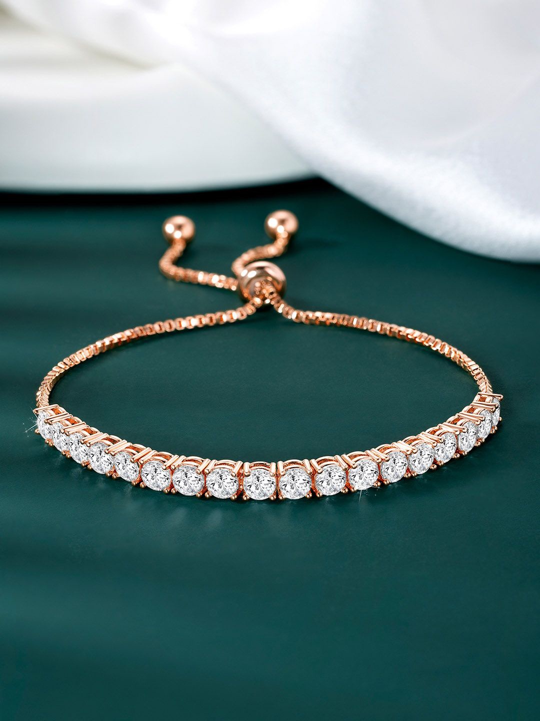 

Peora Rose Gold-Plated Cubic Zirconia Studded Wraparound Bracelet