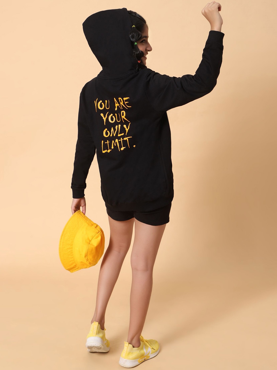 

TeenTrums Girls Printed Hooded Sweatshirt, Black