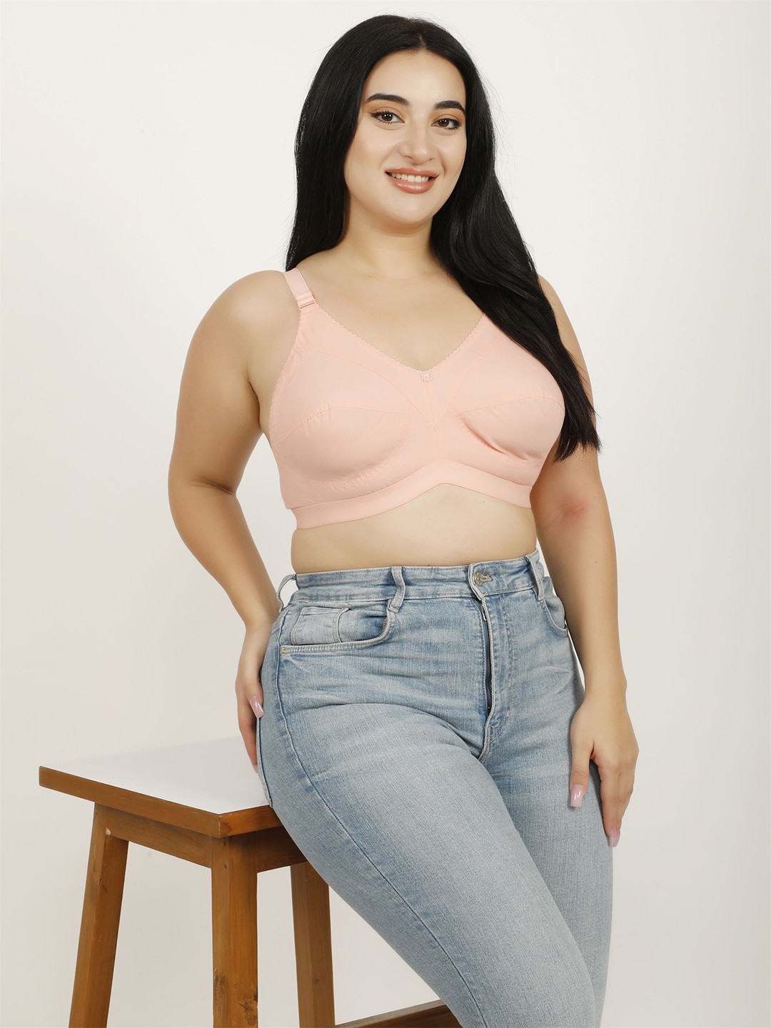 

Hill Islands Women Solid Full Coverage Non Padded Everyday Bra, Peach