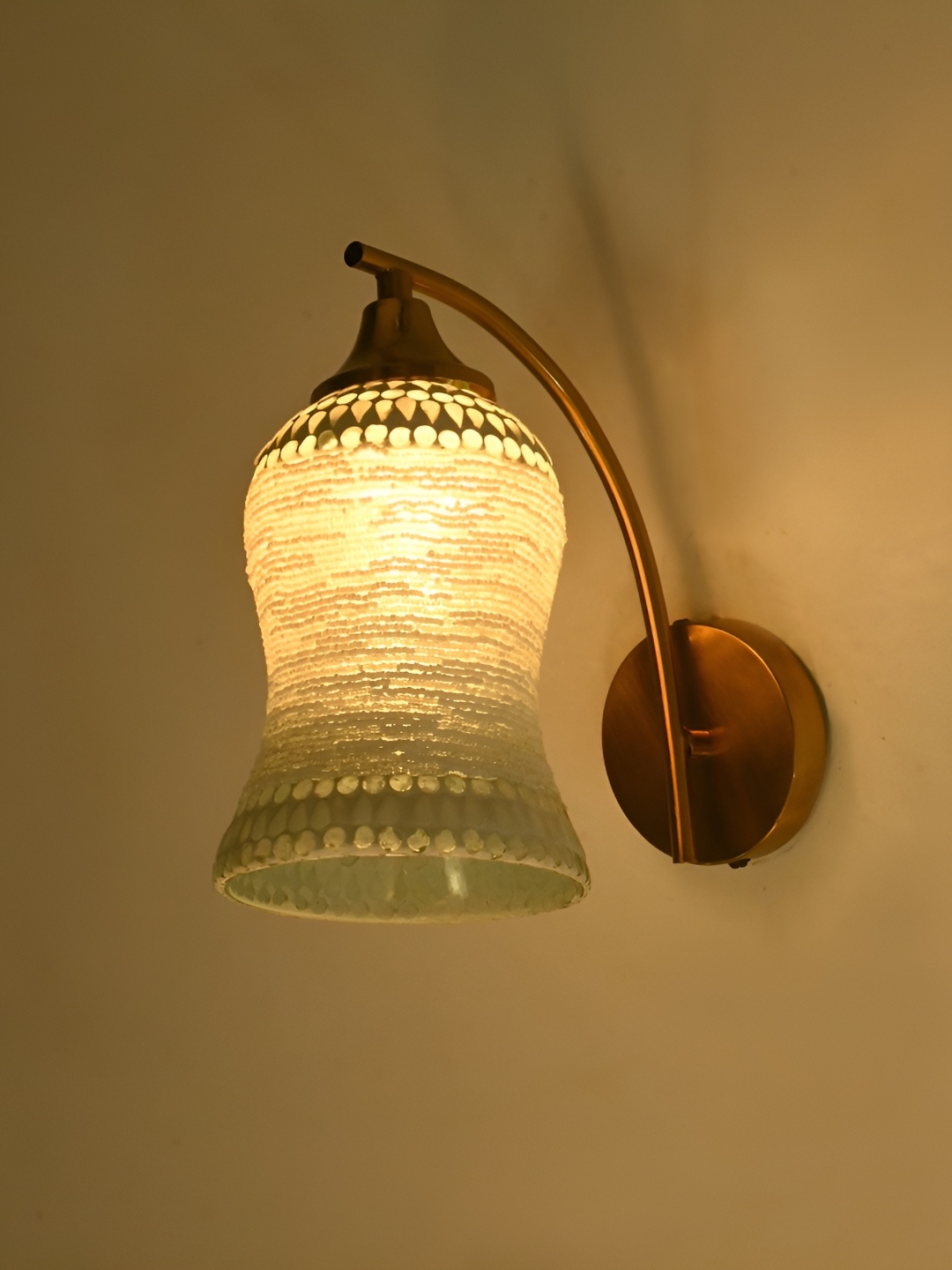 

Afast White & Blue Embellished Contemporary Bell Shaped Glass Wall Lamp