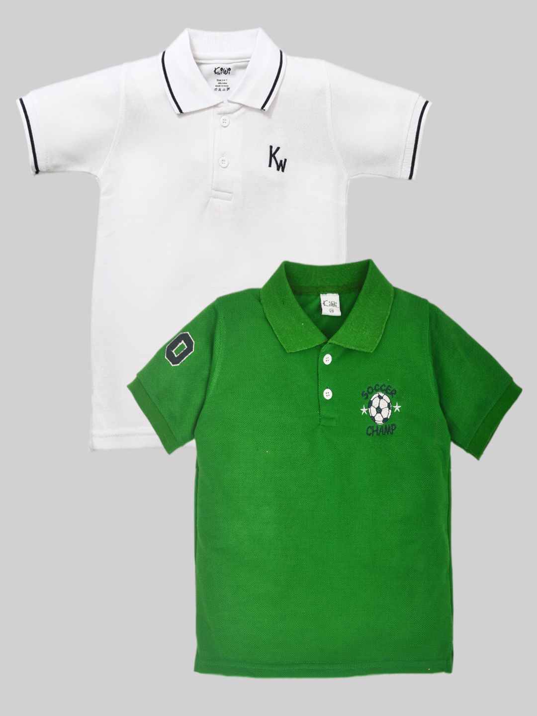 

BAESD Pack Of 2 Boys Solid Polo Collar Cotton T-shirts, White