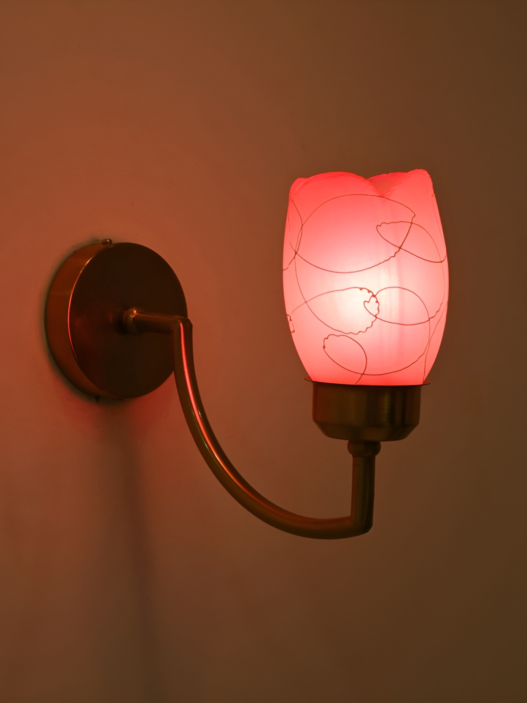 

Afast Pink & White Printed Glass Contemporary Cylinder Shaped Wall Lamp