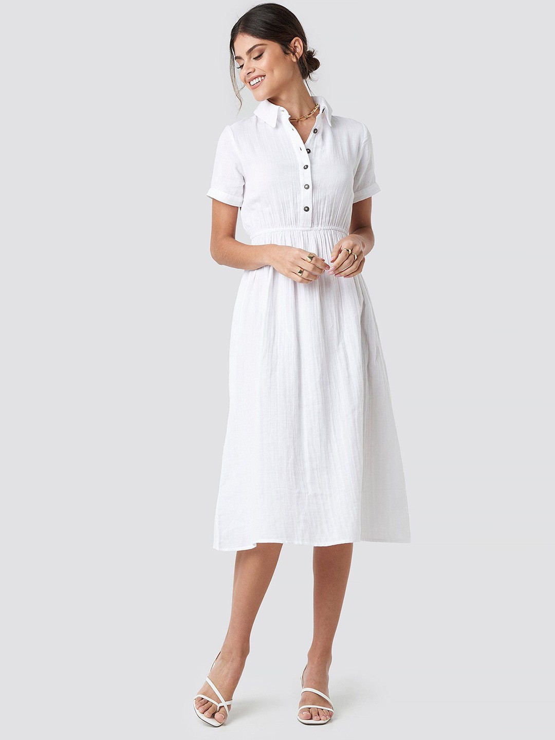 

TIRA Georgette A-Line Midi Dress, White