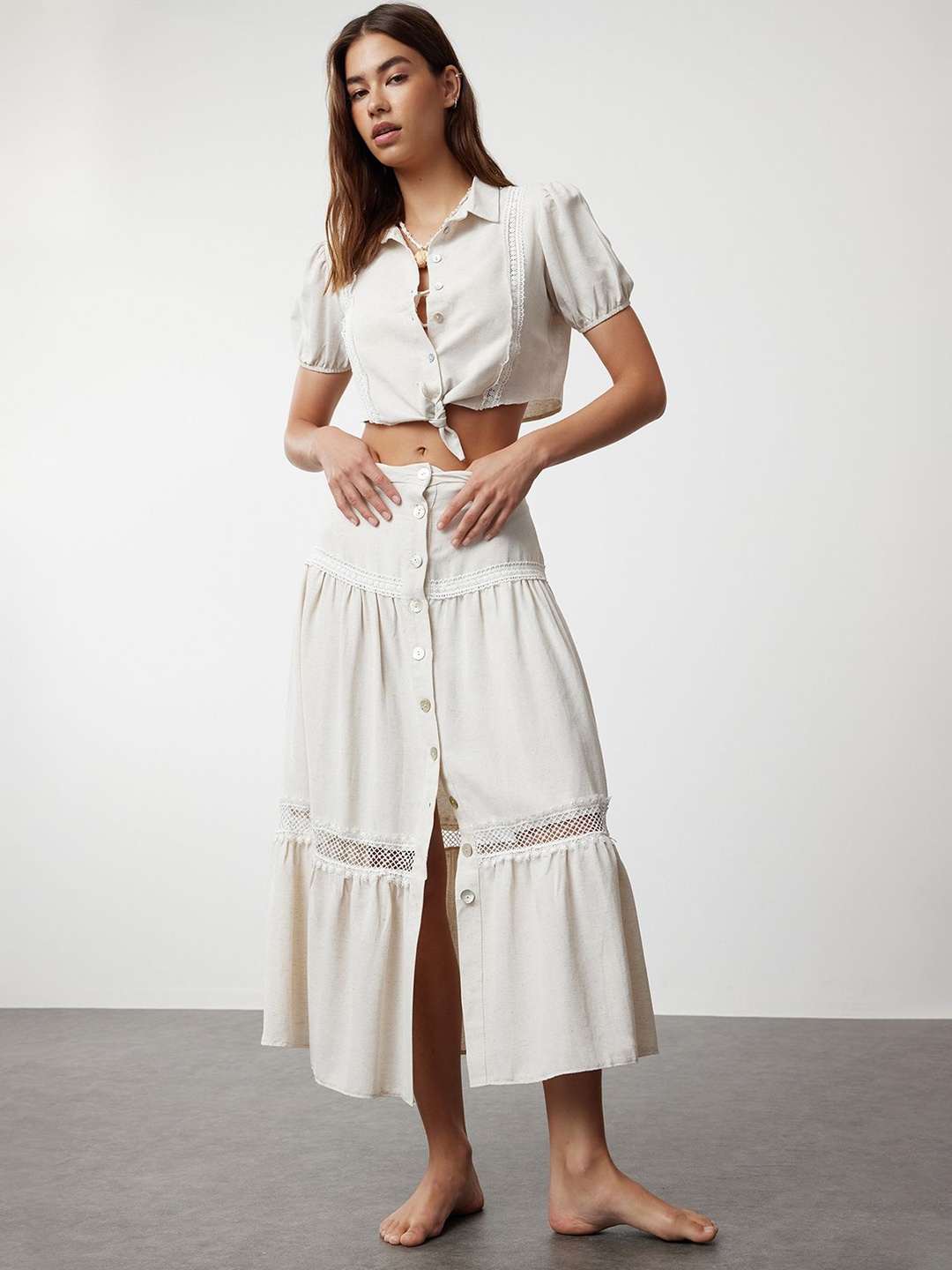 

Trendyol Puff Sleeve Shirt Style Top, Na