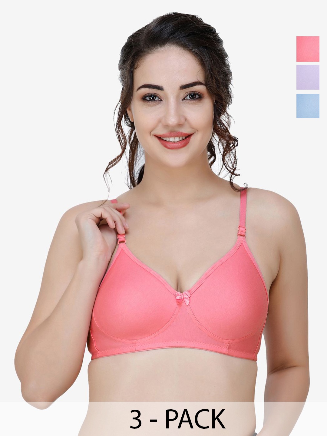 

Docare Pack Of 3 Full Coverage T-shirt Bra, Peach