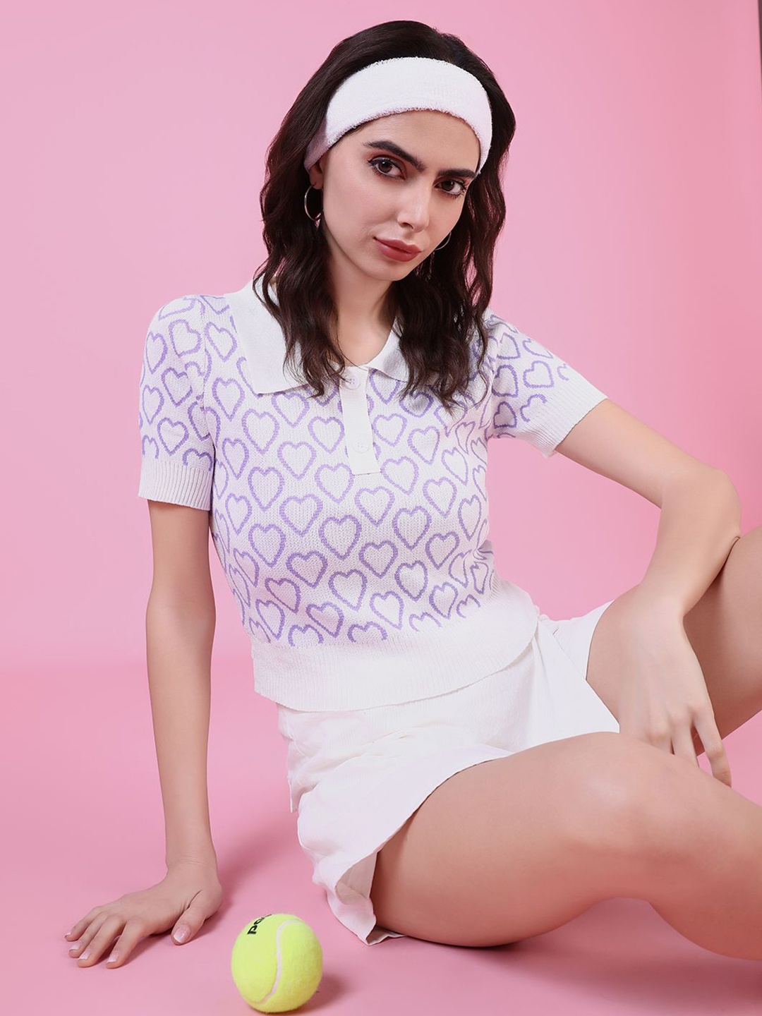 

SHOWOFF Shirt Style Crop Top, Violet