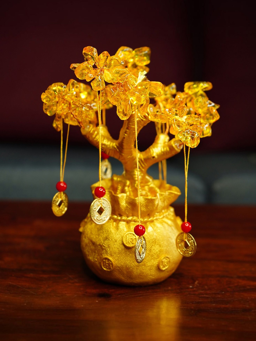 

Ekhasa Yellow & Red Fengshui Tree Figurine Showpiece