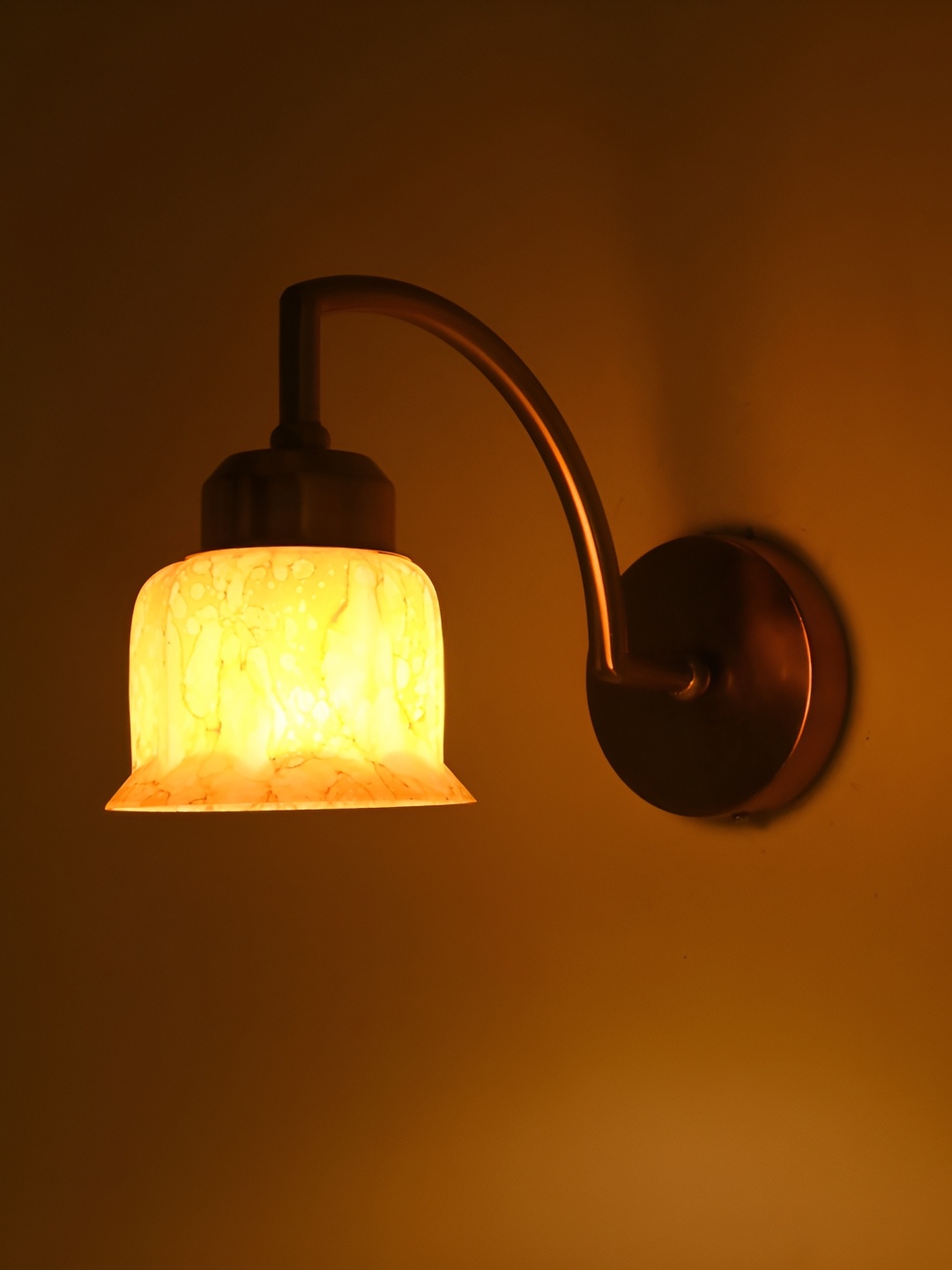 

Afast Yellow and GoldToned Glass Contemporary Bell Shaped Wall Lamp