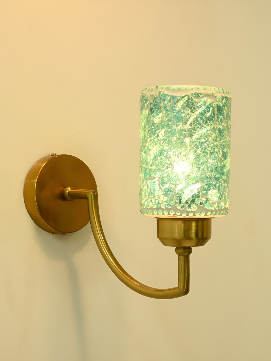

Afast Beige & Blue Embellished Contemporary Cylindrical Shaped Glass Wall Lamp