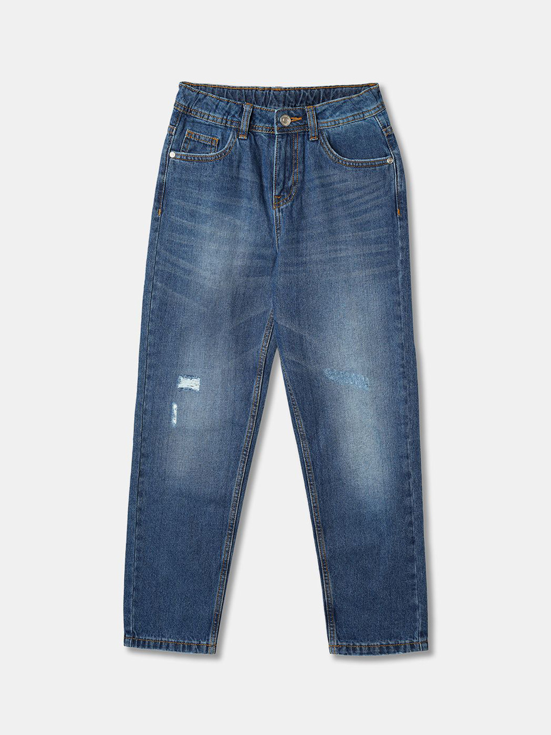 

R&B Boys Straight Fit Low Distress Heavy Fade Jeans, Blue