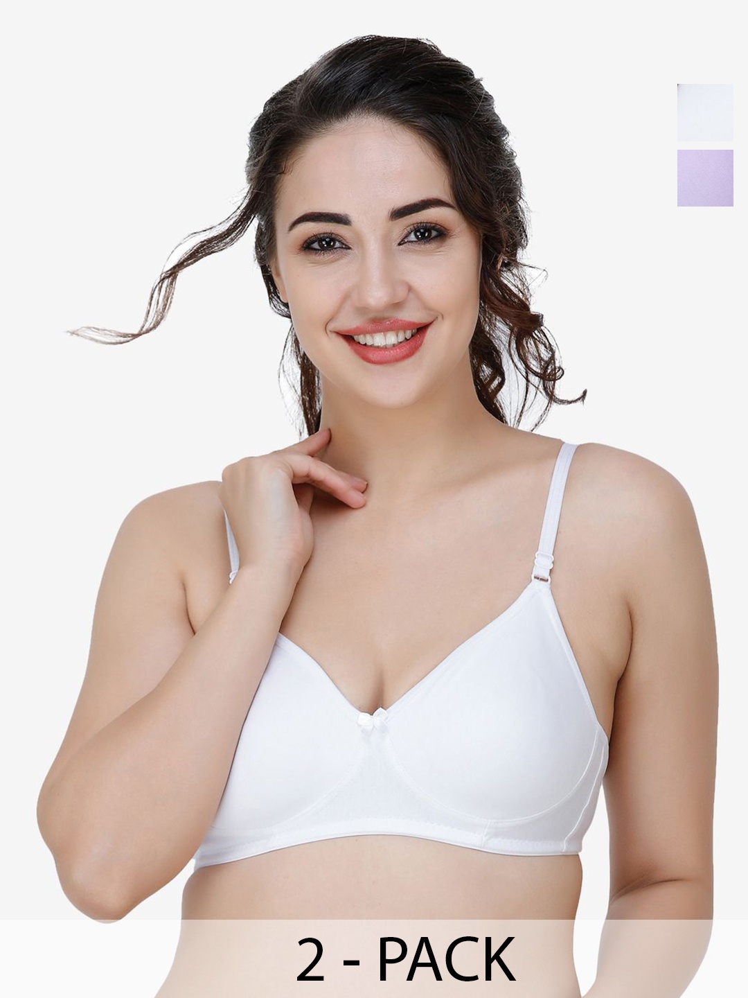 

Docare Women Pack of 2 Full Coverage T-shirt Non Padded Bra, Purple