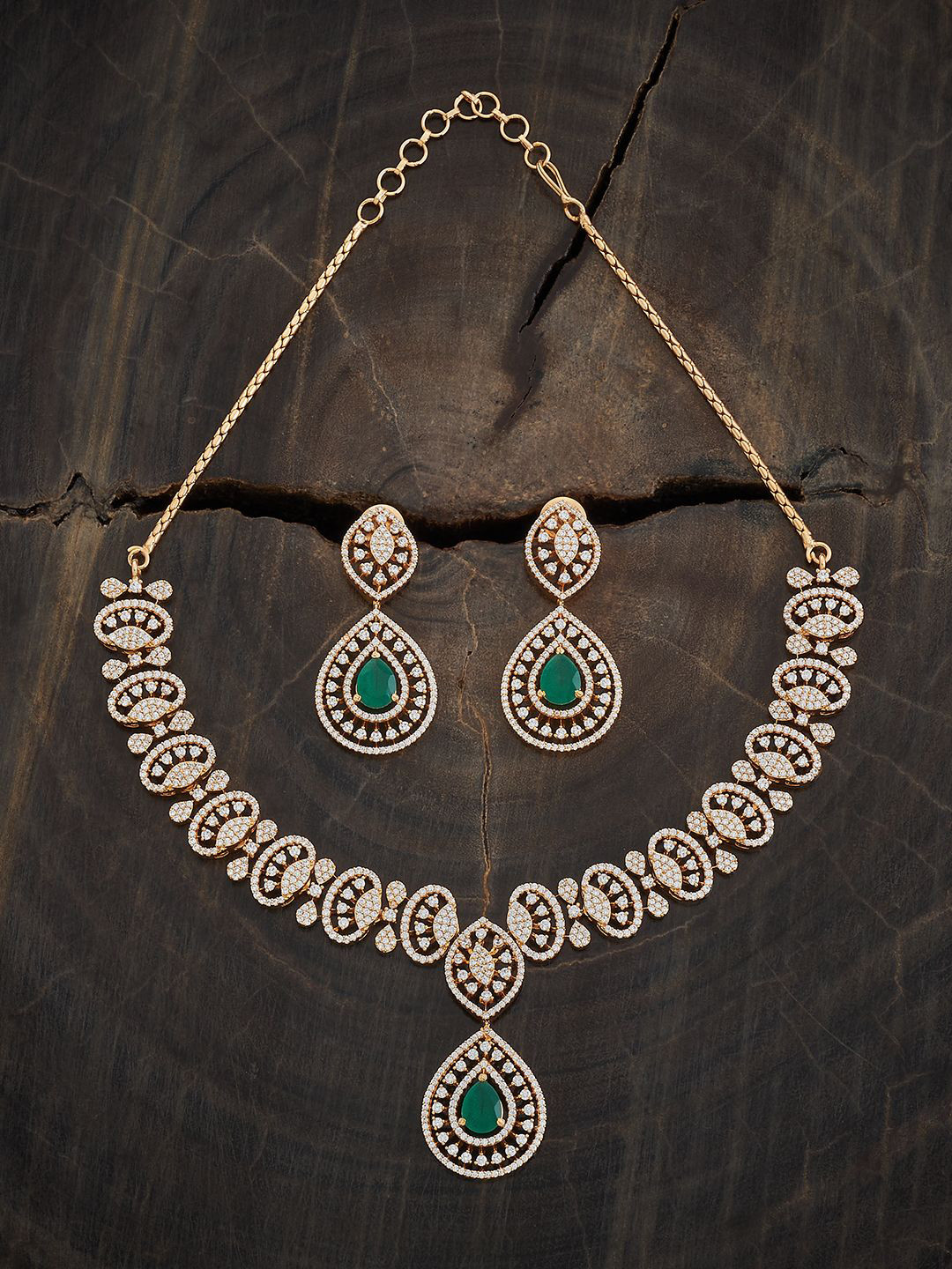 

Kushal's Fashion Jewellery Gold-Plated Cubic Zirconia-Studded Jewellery Set