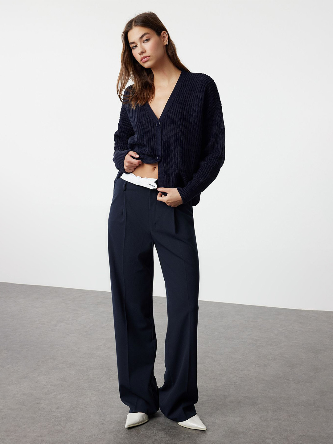 

Trendyol Women Striped Cardigan, Navy blue