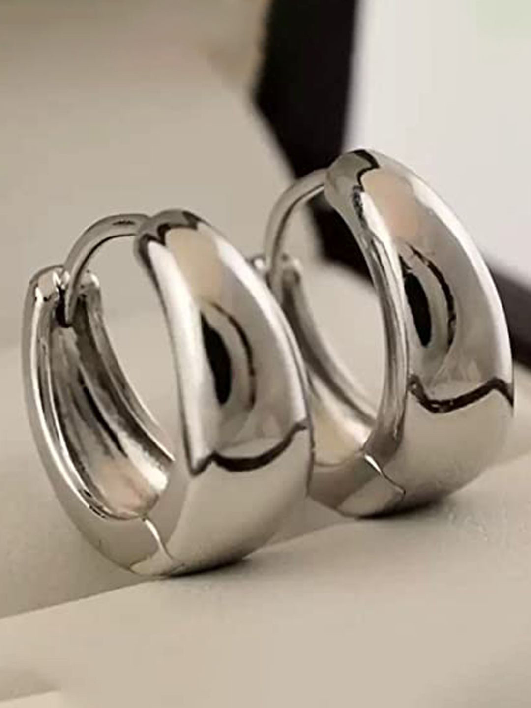 

KRENOZ Stainless Steel Classic Hoop Earrings, Silver