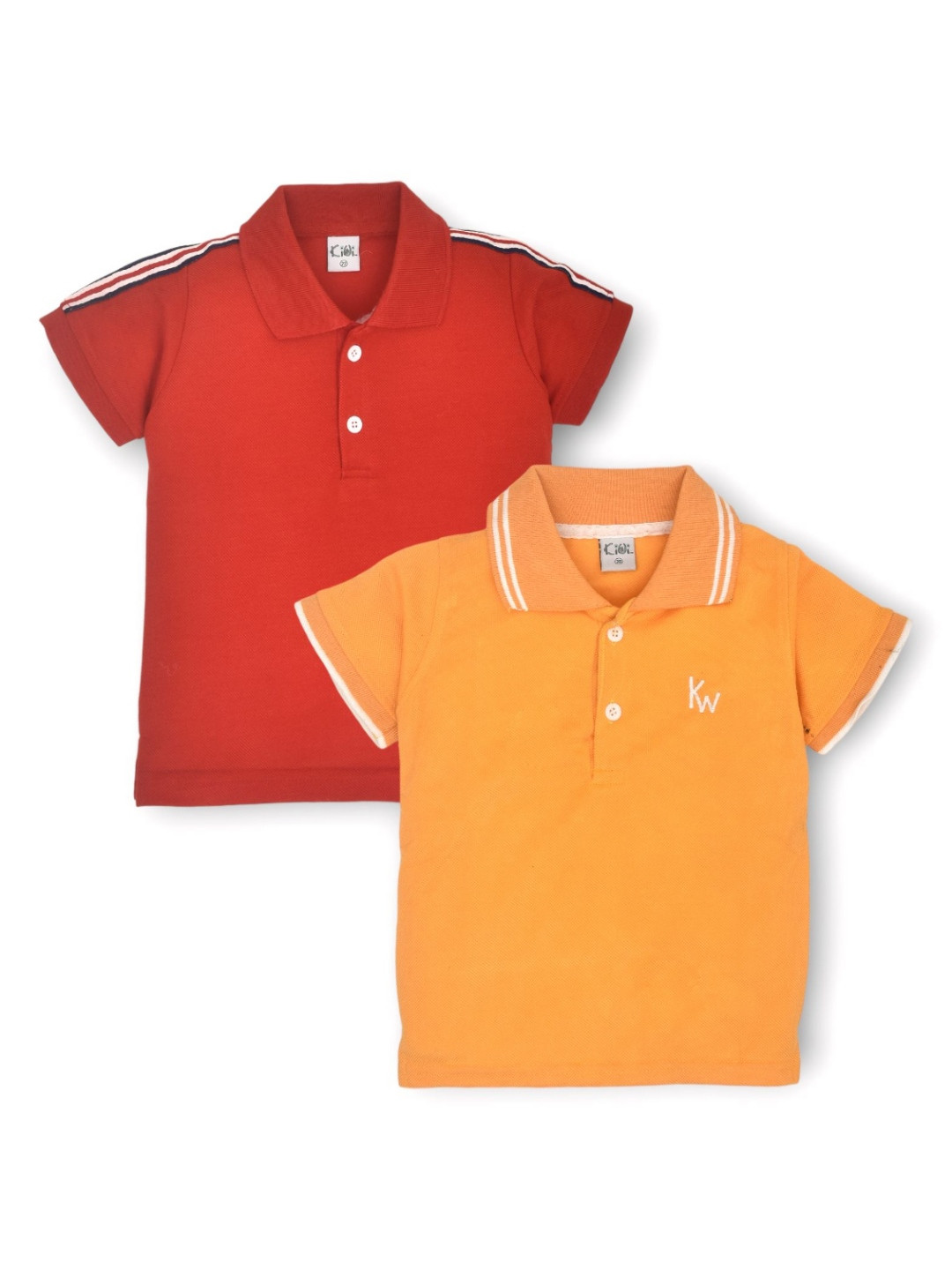 

BAESD Pack Of 2 Boys Solid Polo Collar Cotton T-shirts, Red