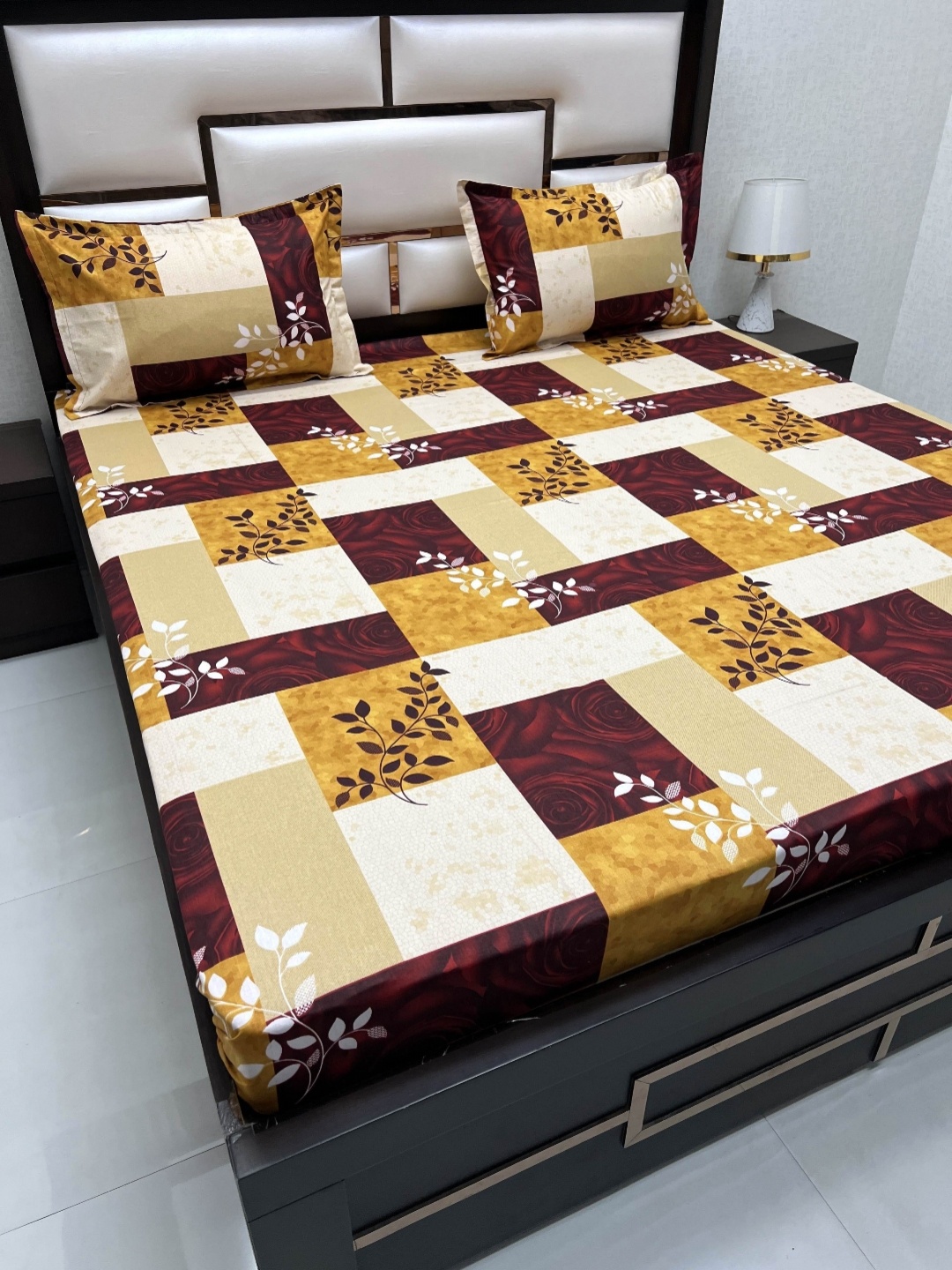 

Pure Decor Passion Fur Yellow & White Floral 240 TC Queen Bedsheet with 2 Pillow Covers