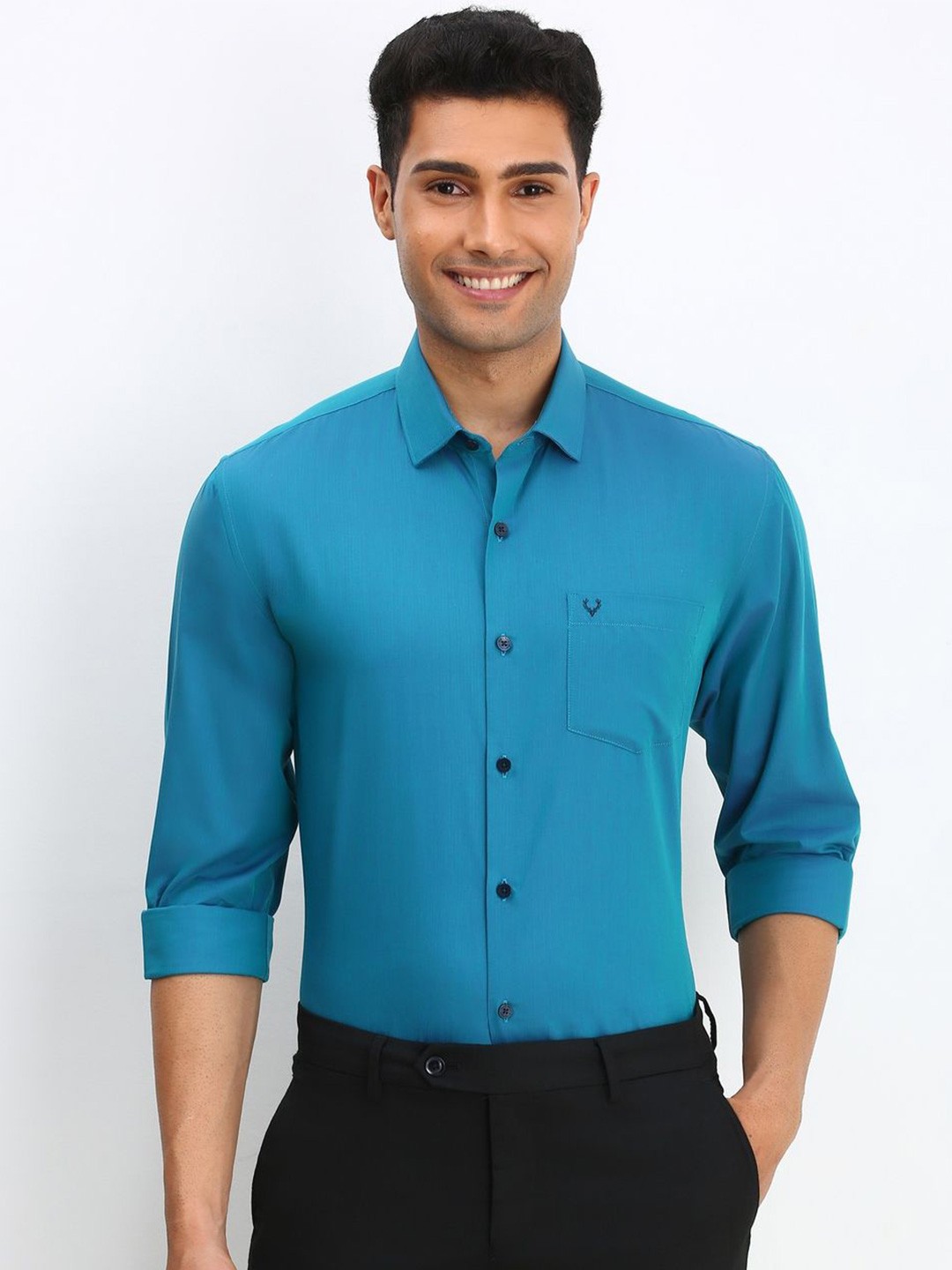 

Allen Solly Men Slim Fit Opaque Formal Shirt, Blue