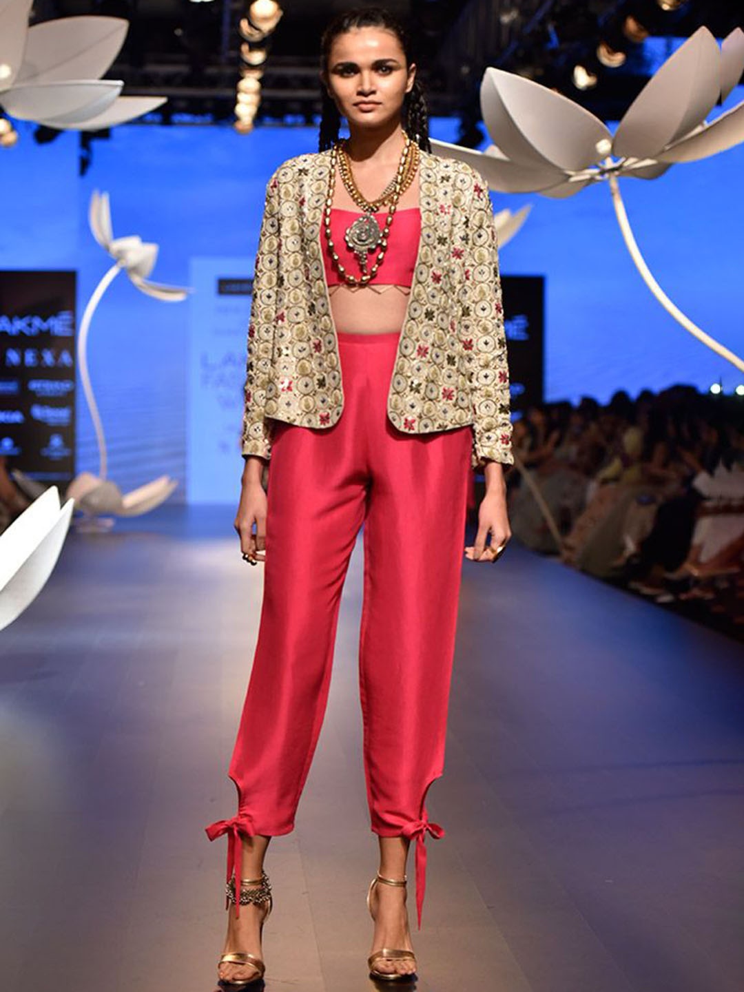 

Payal Singhal Embroidered Top with Trousers & Jacket, Pink