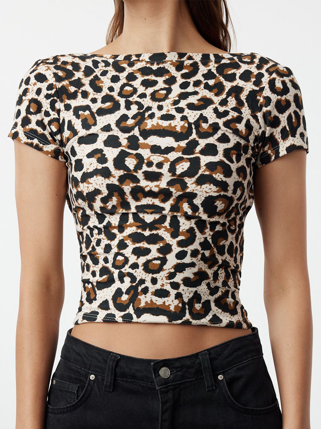 

Trendyol Animal Print Styled Back Top, Na