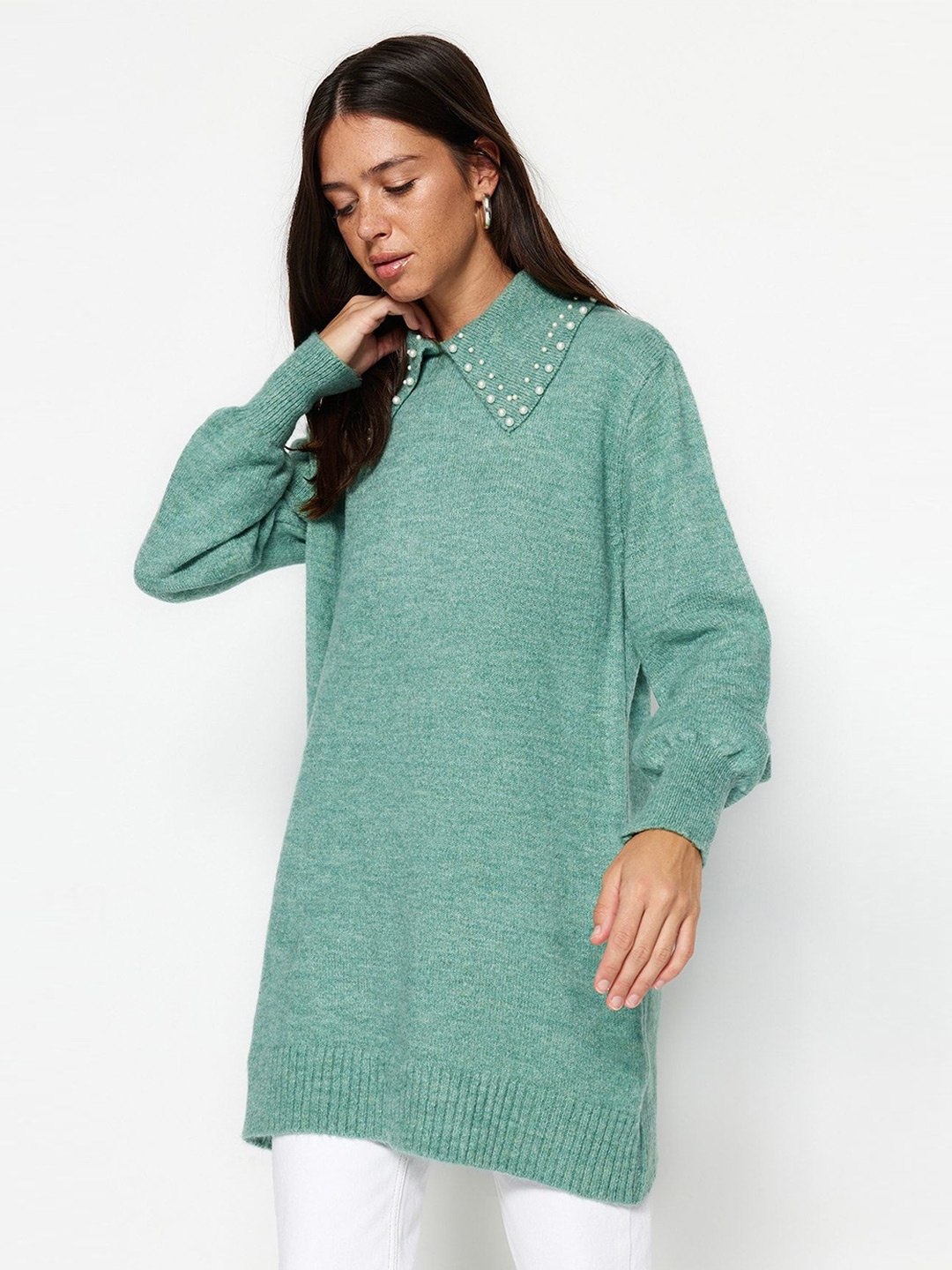 

Trendyol Women Longline Pullover, Green