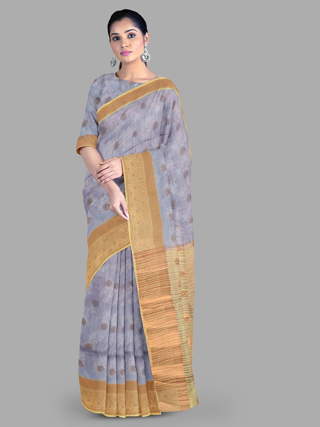 

The Chennai Silks Ethnic Motifs Woven Design Zari Saree, Lavender