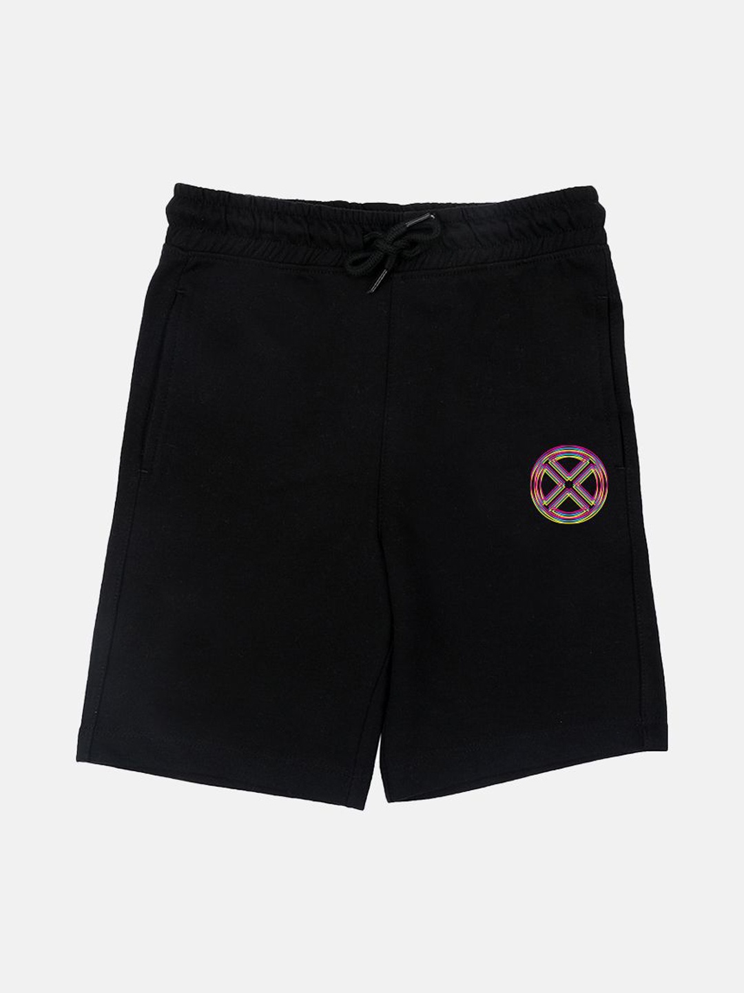 

YK Marvel Boys Printed Mid-Rise Shorts, Black
