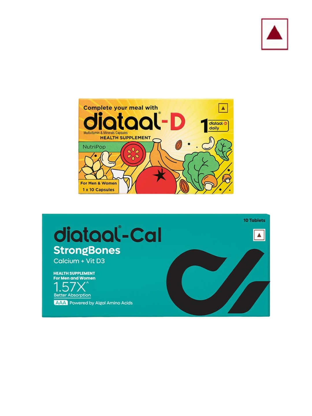 

Diataal Set Of 2 NutriPop & Cal Strong Bones Multivitamin-10 Capsules Each, Brown