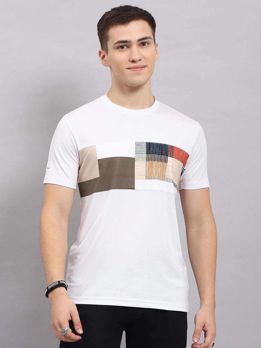 

Monte Carlo Men Graphic Printed Round Neck Cotton T-shirt, White