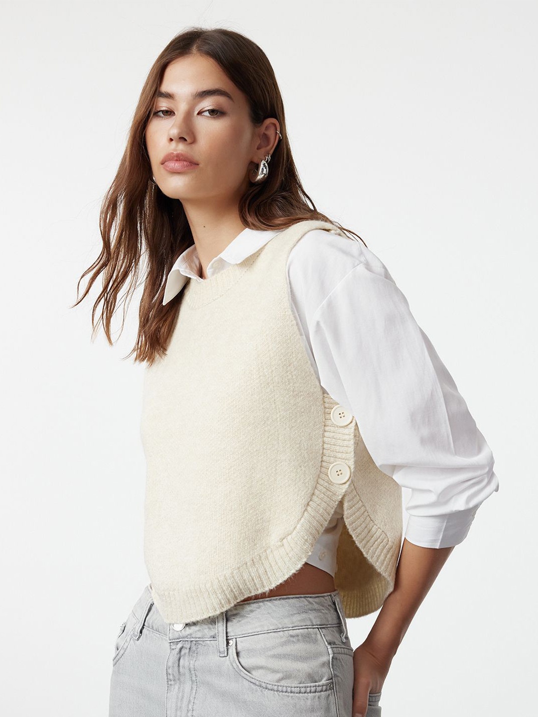 

Trendyol Women Crop Pullover, Off white