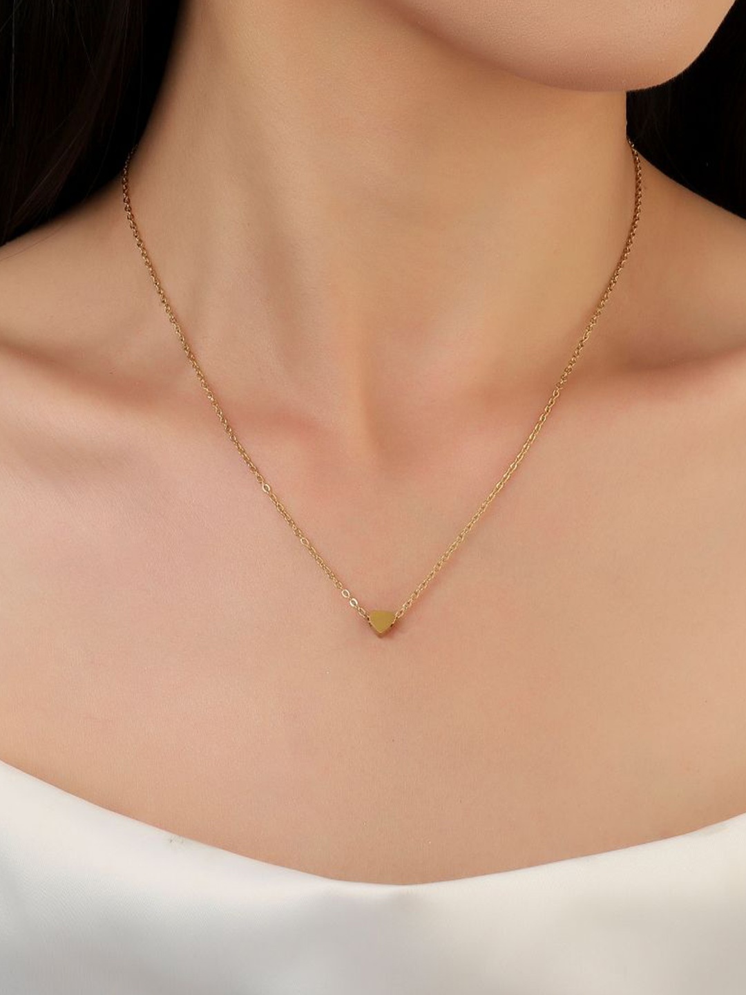 

SALTY Stainless Steel Heart Shaped Pendant With Chain, Gold
