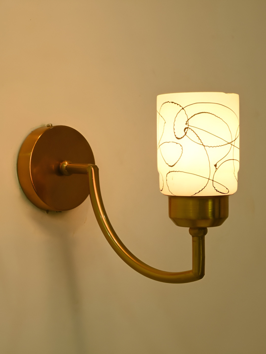 

Afast Black & White Abstract Printed Glass Contemporary Cylinder Shaped Wall Lamp