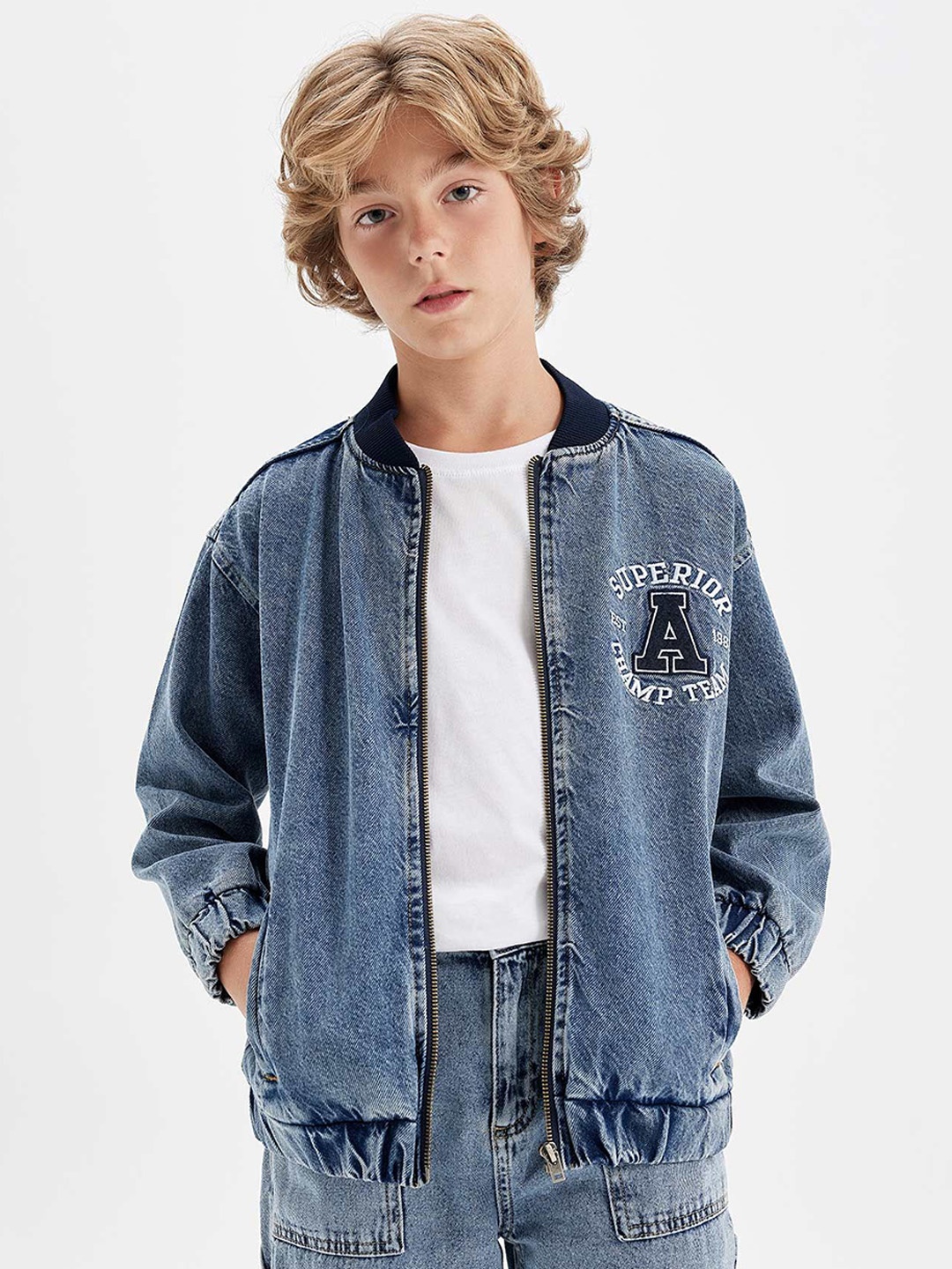 

DeFacto Boys Washed Cotton Denim Jacket, Blue