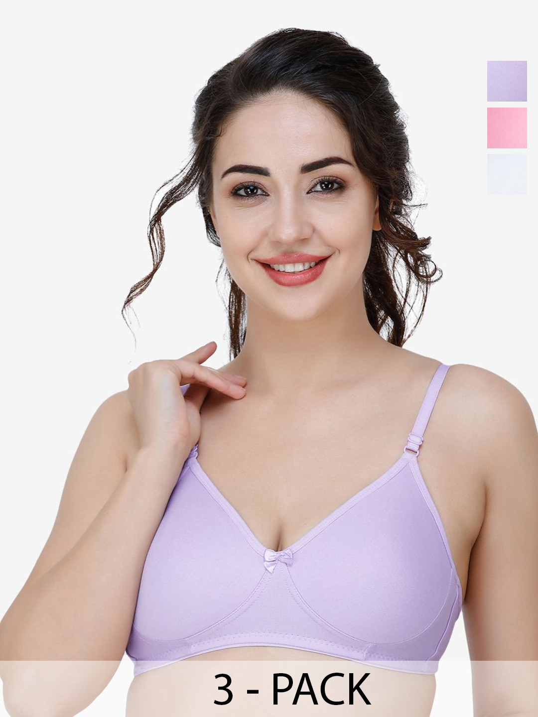 

Docare Women Pack of 3 Full Coverage T-shirt Non Padded Bra, White