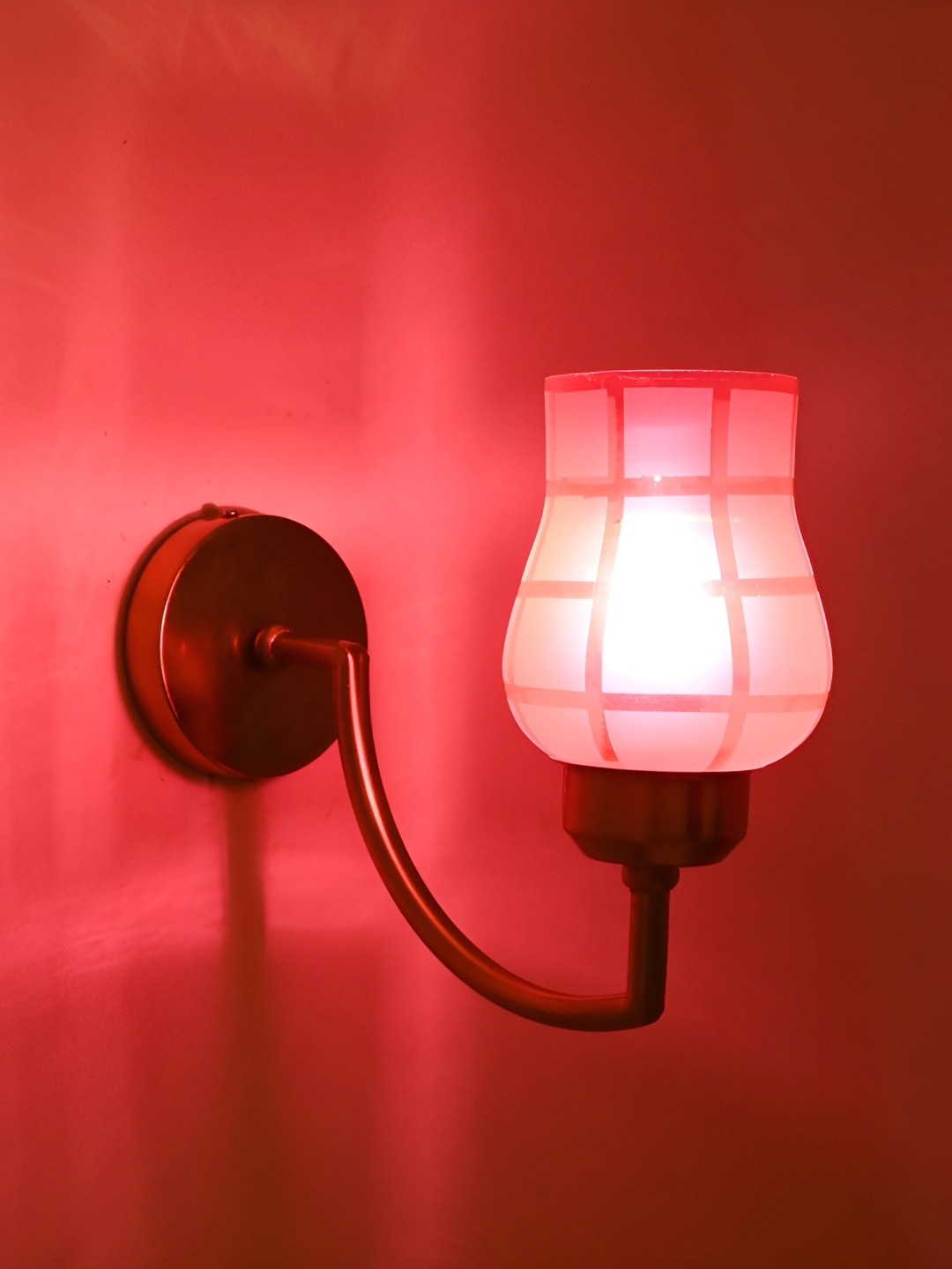 

Afast Pink & Gold-Toned Geometric Contemporary Bell Shaped Glass Wall Lamp