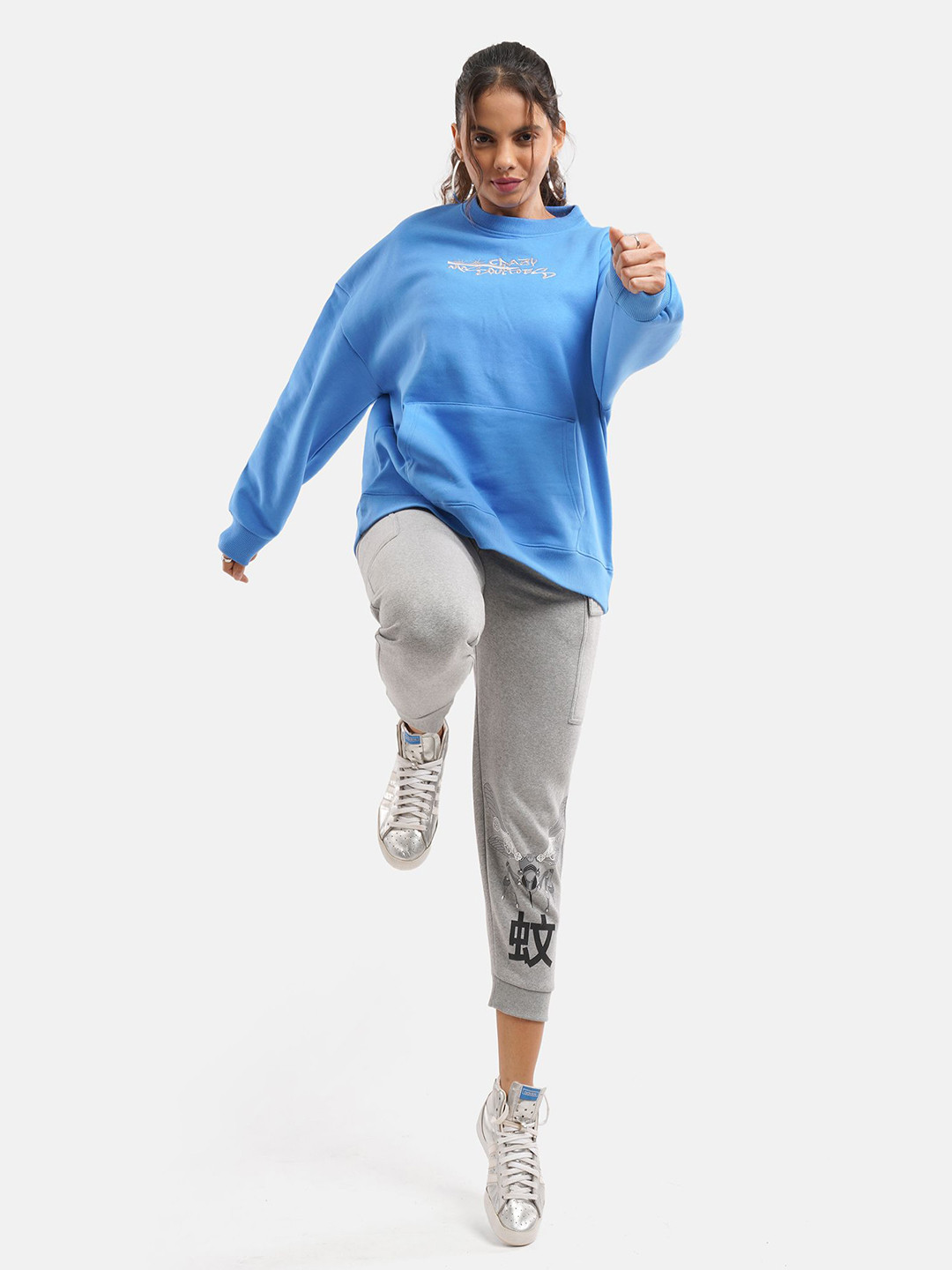 

Crazy Mosquitoes Women Printed Sweatshirt, Turquoise blue