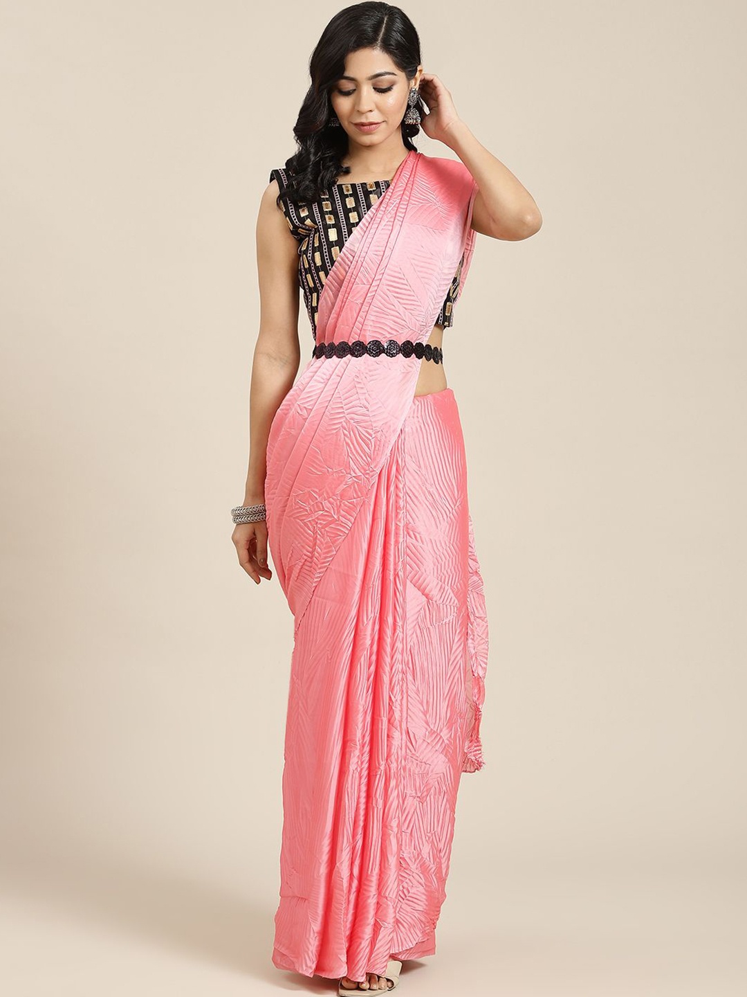 

KALINI Women Solid Saree, Pink