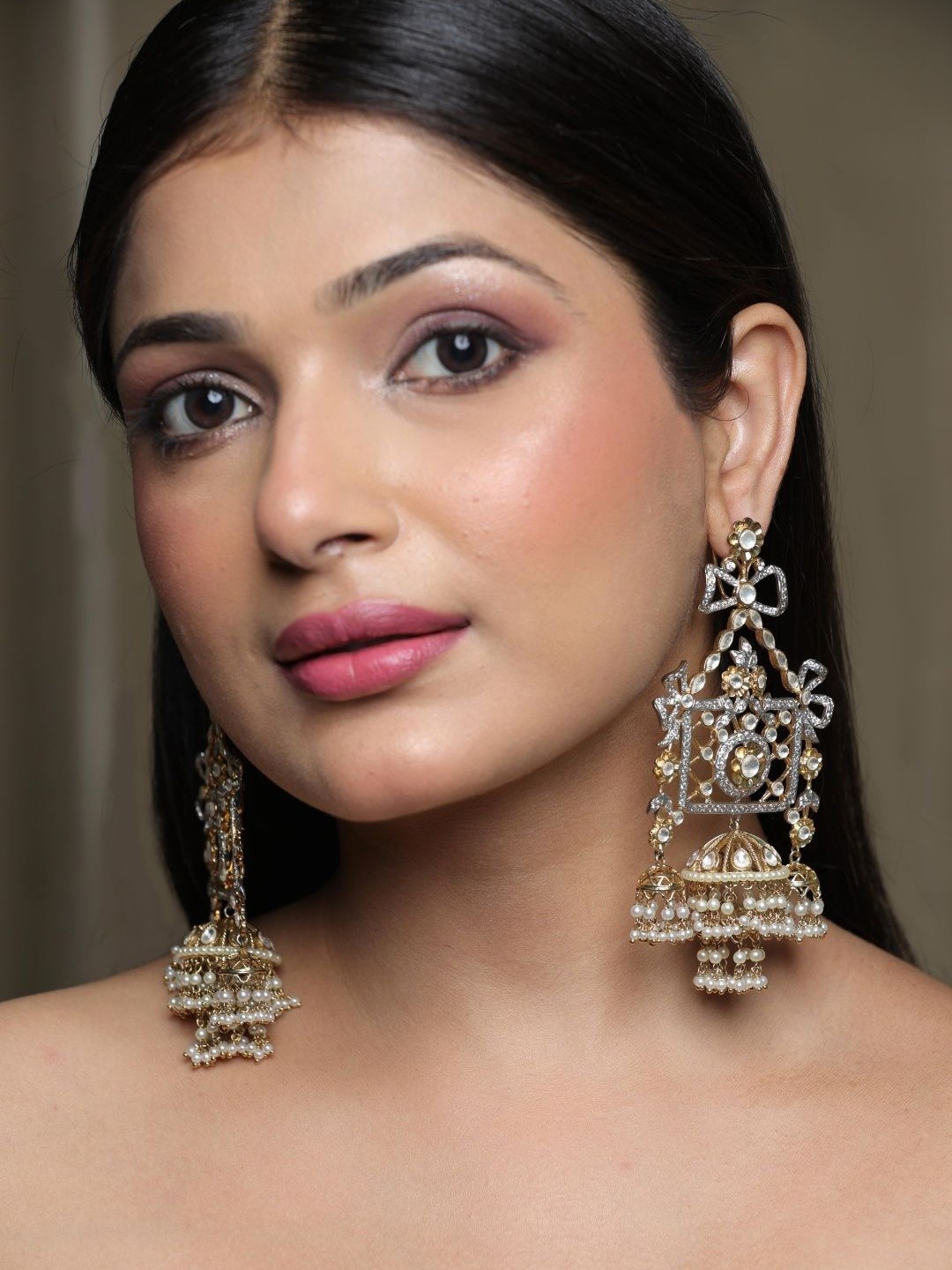 

STYLE DECO Naaz Dual Tone Stone Studded Chandbalis, Gold