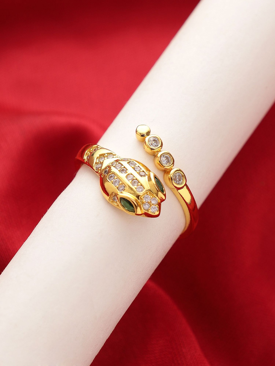 

KACY Gold-Plated CZ Studded Finger Ring