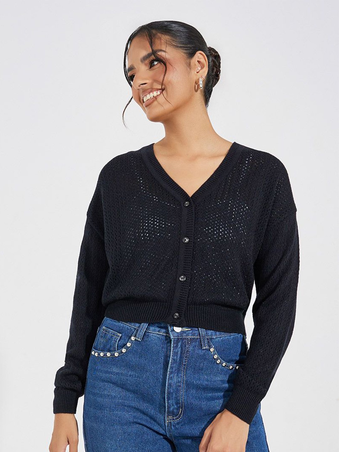 

Styli Women Regular Length Regular Fit Cardigan, Black