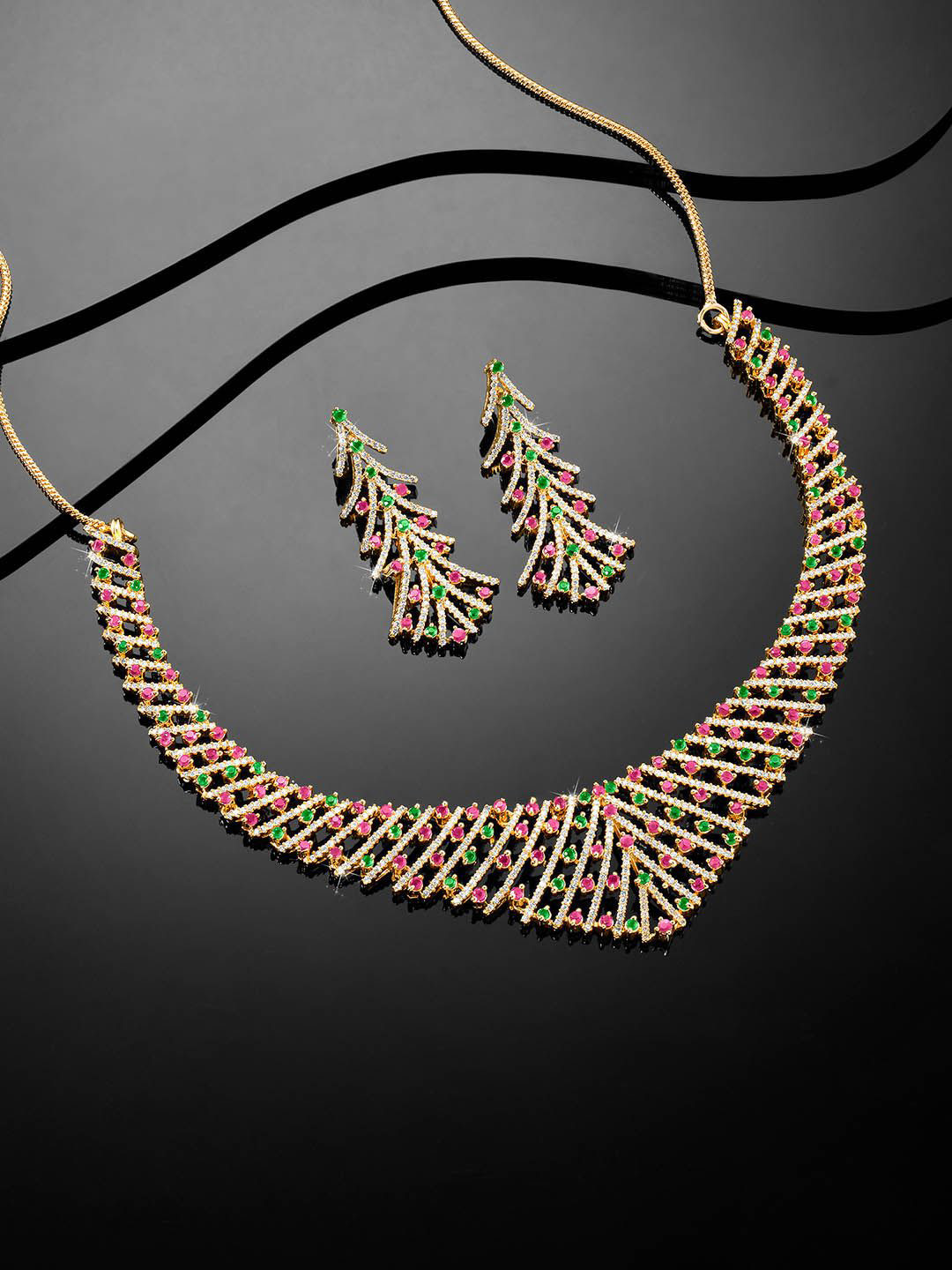 

Peora Gold-Plated Cubic Zirconia-Studded Jewellery Set
