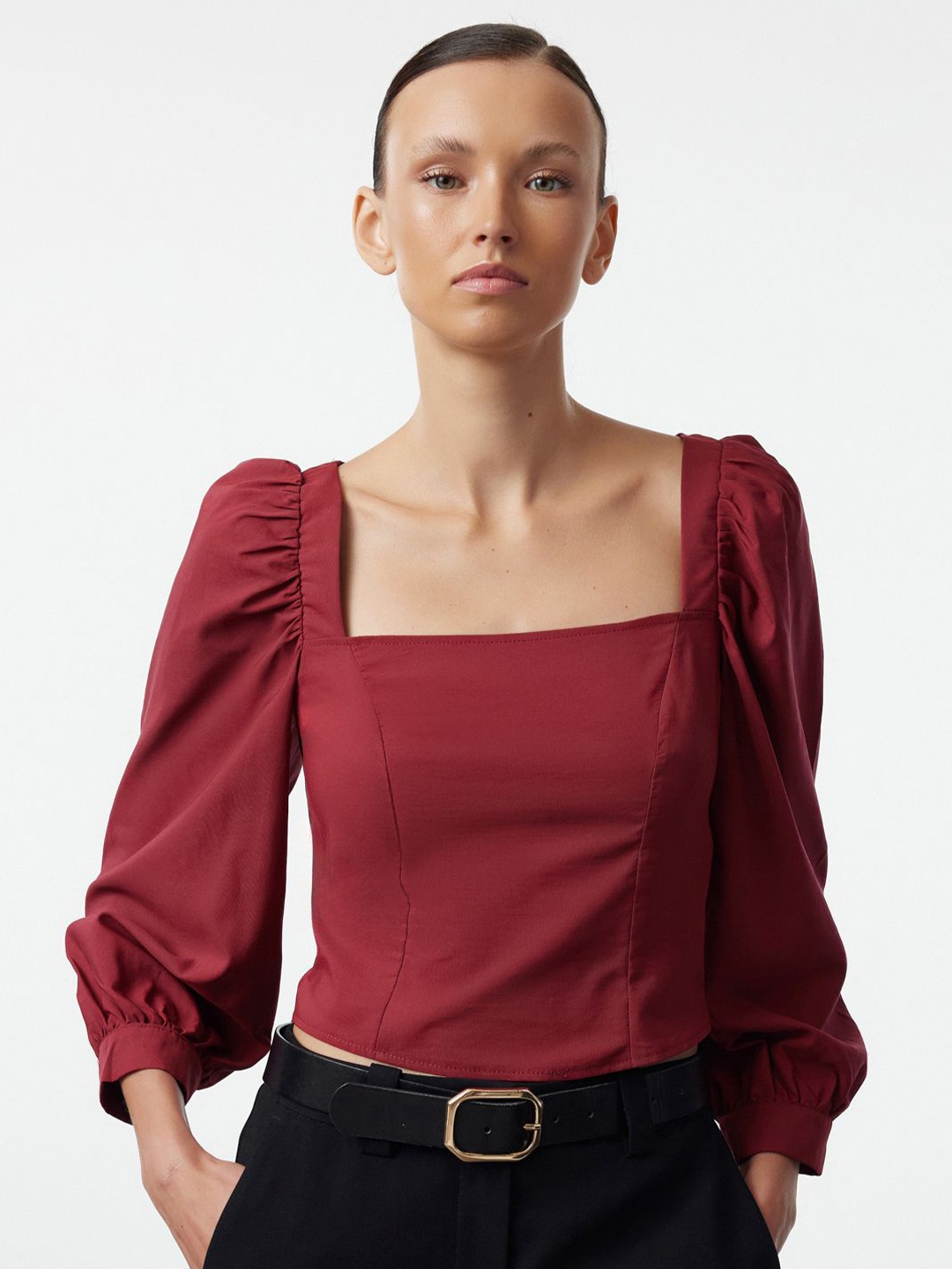 

Trendyol Puff Sleeve Cotton Top, Na