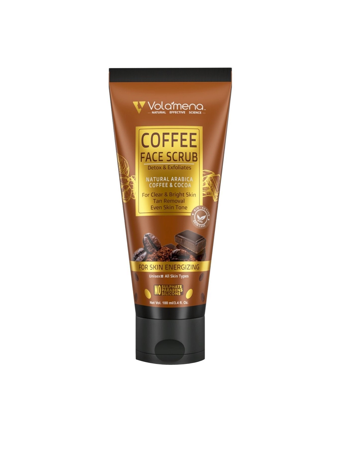 

Volamena Coffee Dextox Exfoliates Face Scrub with Cocoa - 100ml, Coffee brown