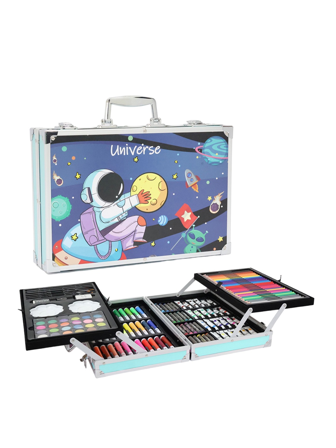 

Aditi Toys Kids Portable Color Art Drawing Set With Paints and Pencils, Blue