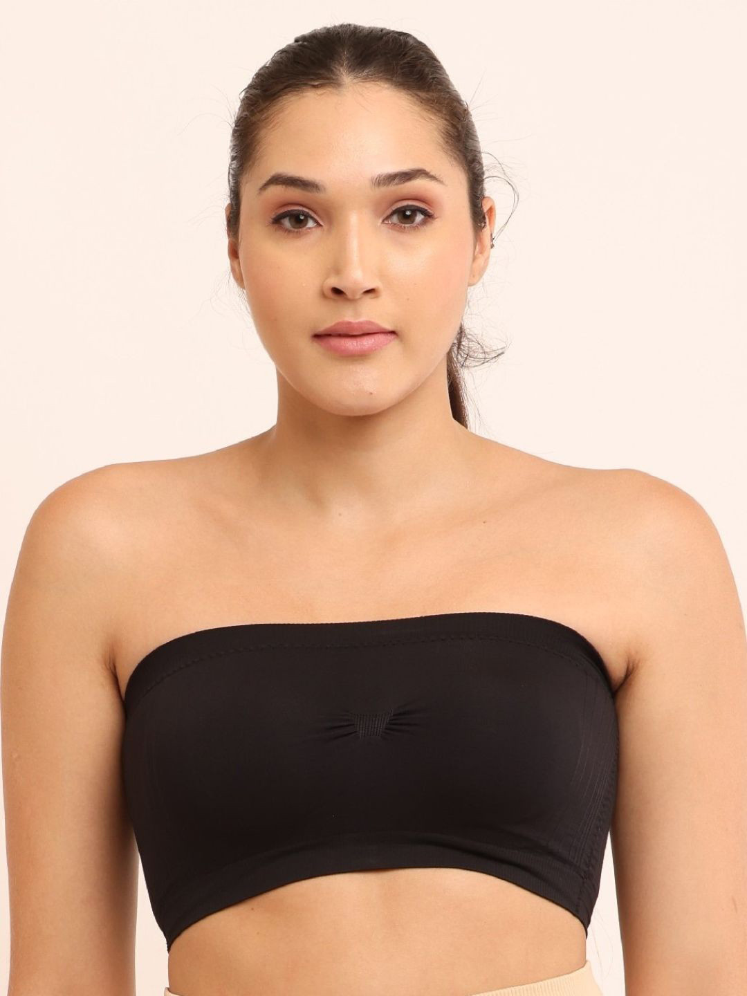 

Poftik Women Strapless Full Coverage Solid Bandeau Bra, Black