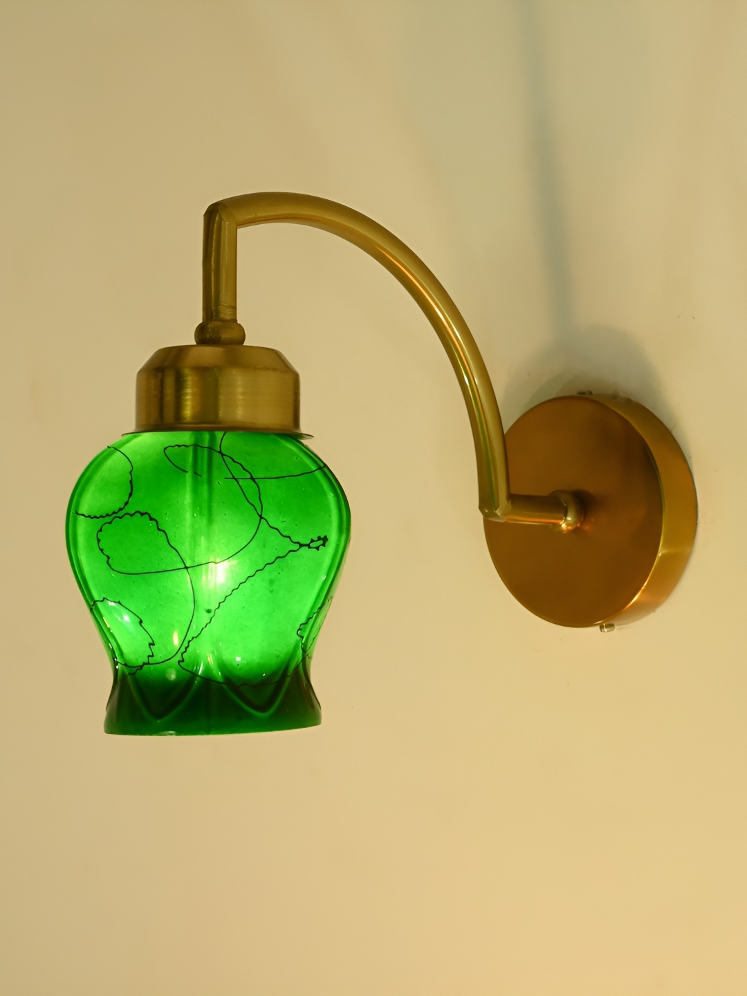 

Afast Green & Black Printed Glass Contemporary Bell Shaped Wall Lamp