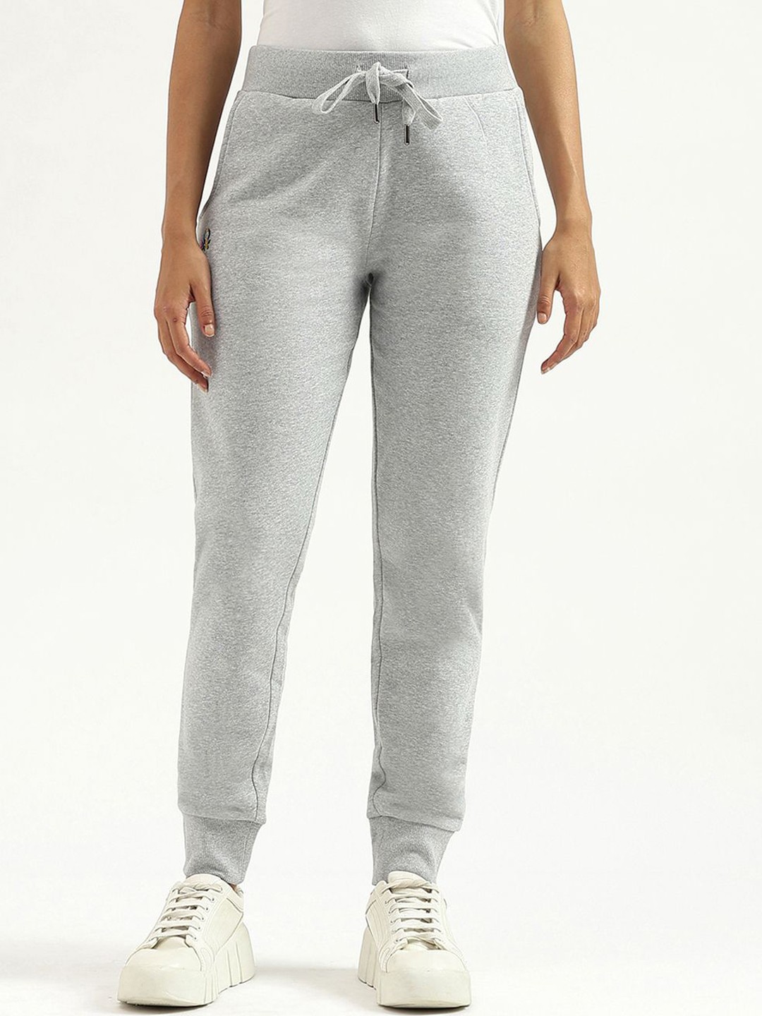 

United Colors of Benetton Women Solid Narrow Fit Joggers, Grey